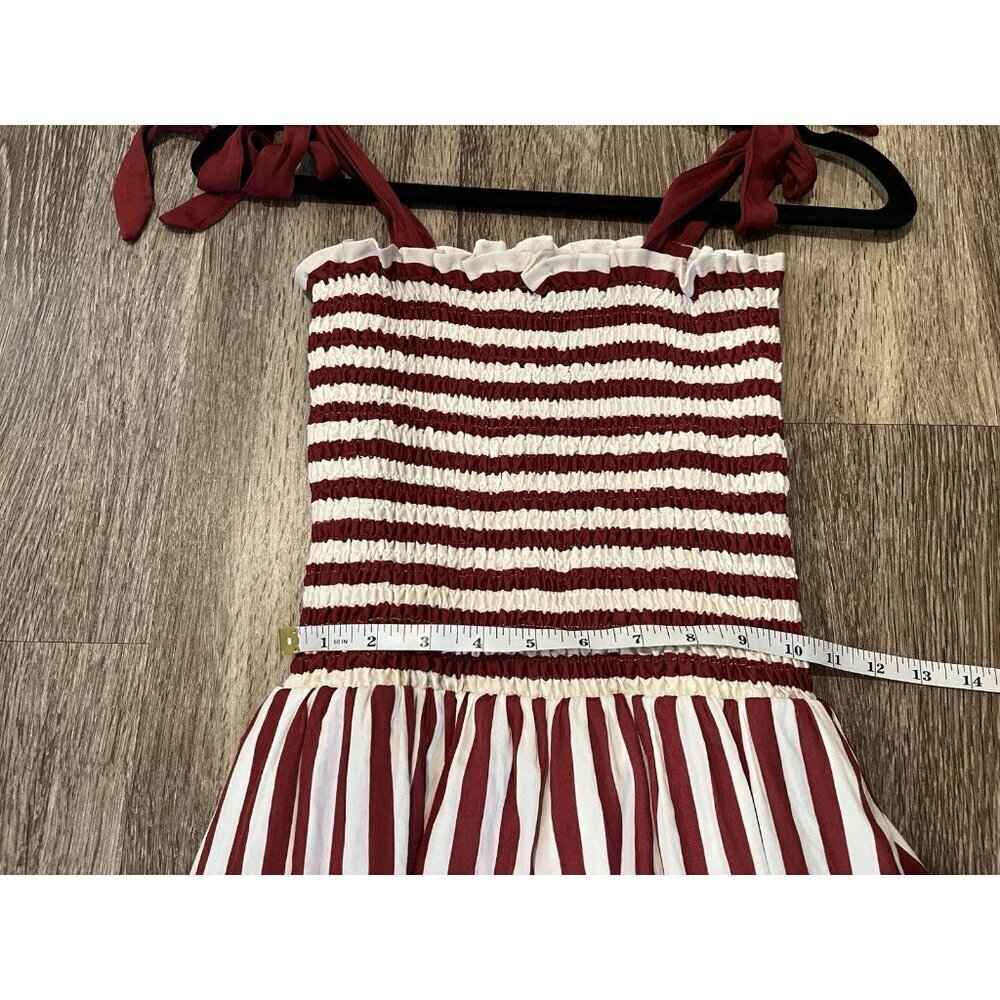 Summersalt NWT Silky Luxe Smocked Maxi Dress Nautical Stripe in Sedona Red XS - Picture 9 of 10